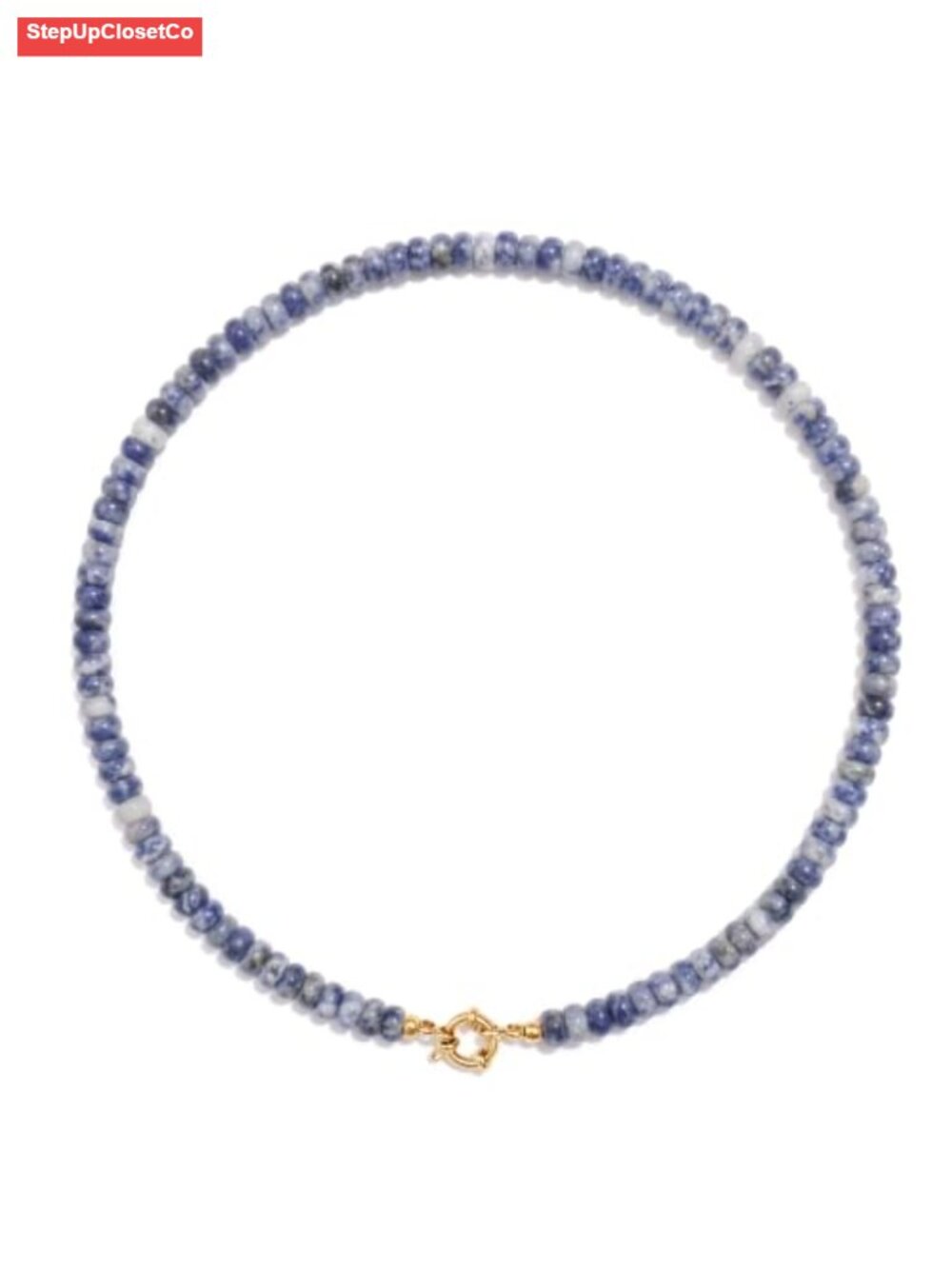 Natural Stone Beaded Necklace, Handmade Minimalist Choker, Stainless Steel Clasp